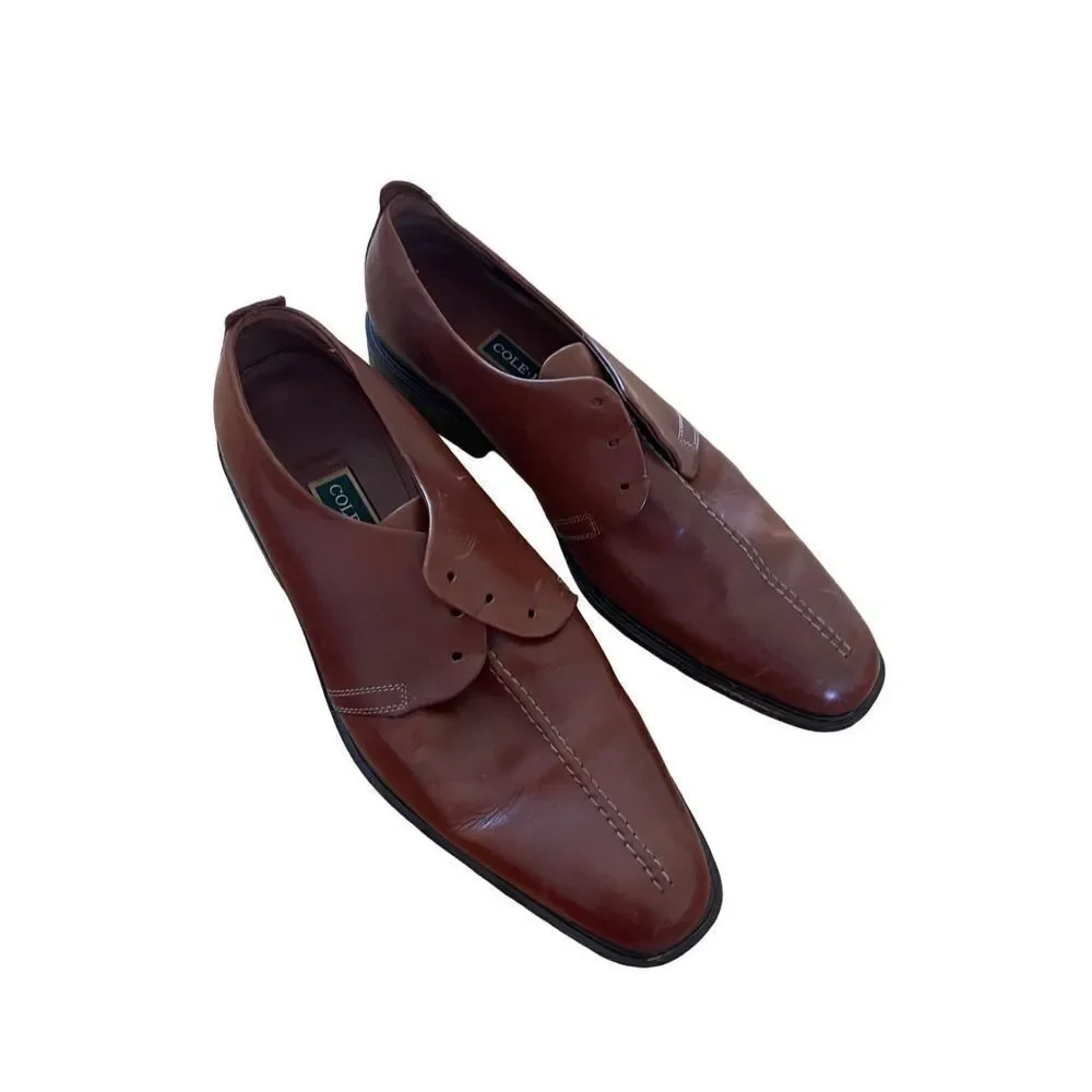 Cole Haan Mens Brown Leather Beckett Split Toe Oxford Dress Shoes Size 13M